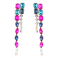 Fashion Color Diamond Series Alloy Inlaid Diamond Double layer Geometric Long Earrings Women's Earrings