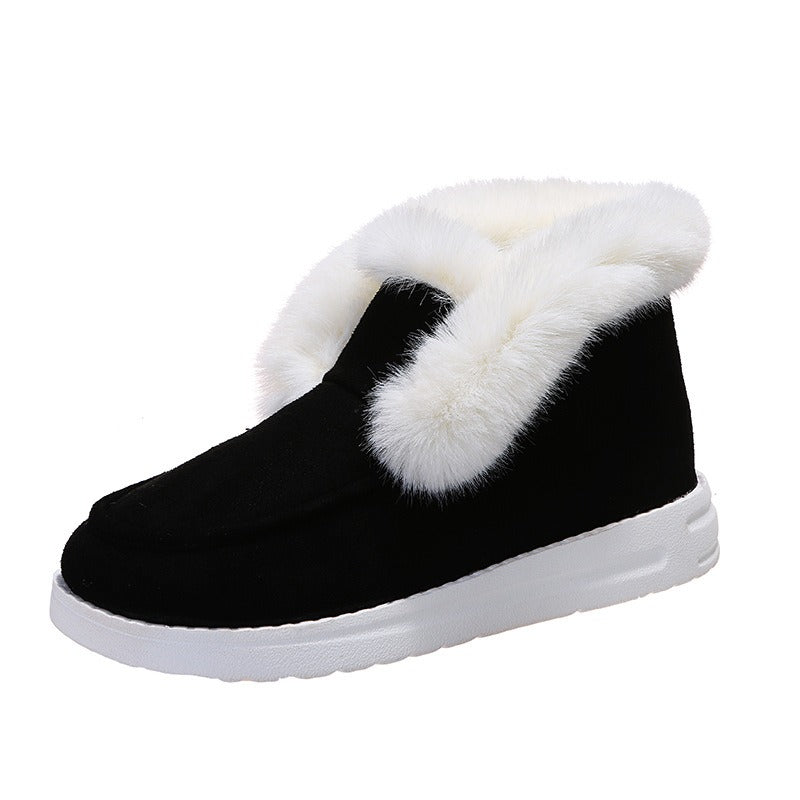 New Large Suede Warm keeping Cotton Shoes Casual Snow Shoes Low top Suede Cotton Shoes Women