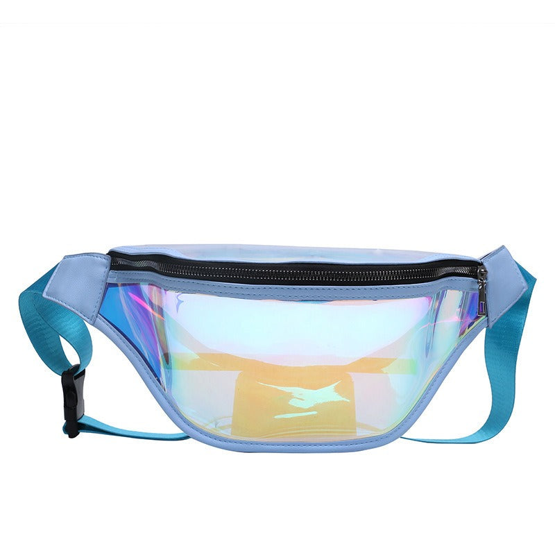 New Sports Waist Bag Running Mobile Phone Waterproof Bag PVC Transparent Swimming Storage Crossbody Chest Bag Laser Waist Bag