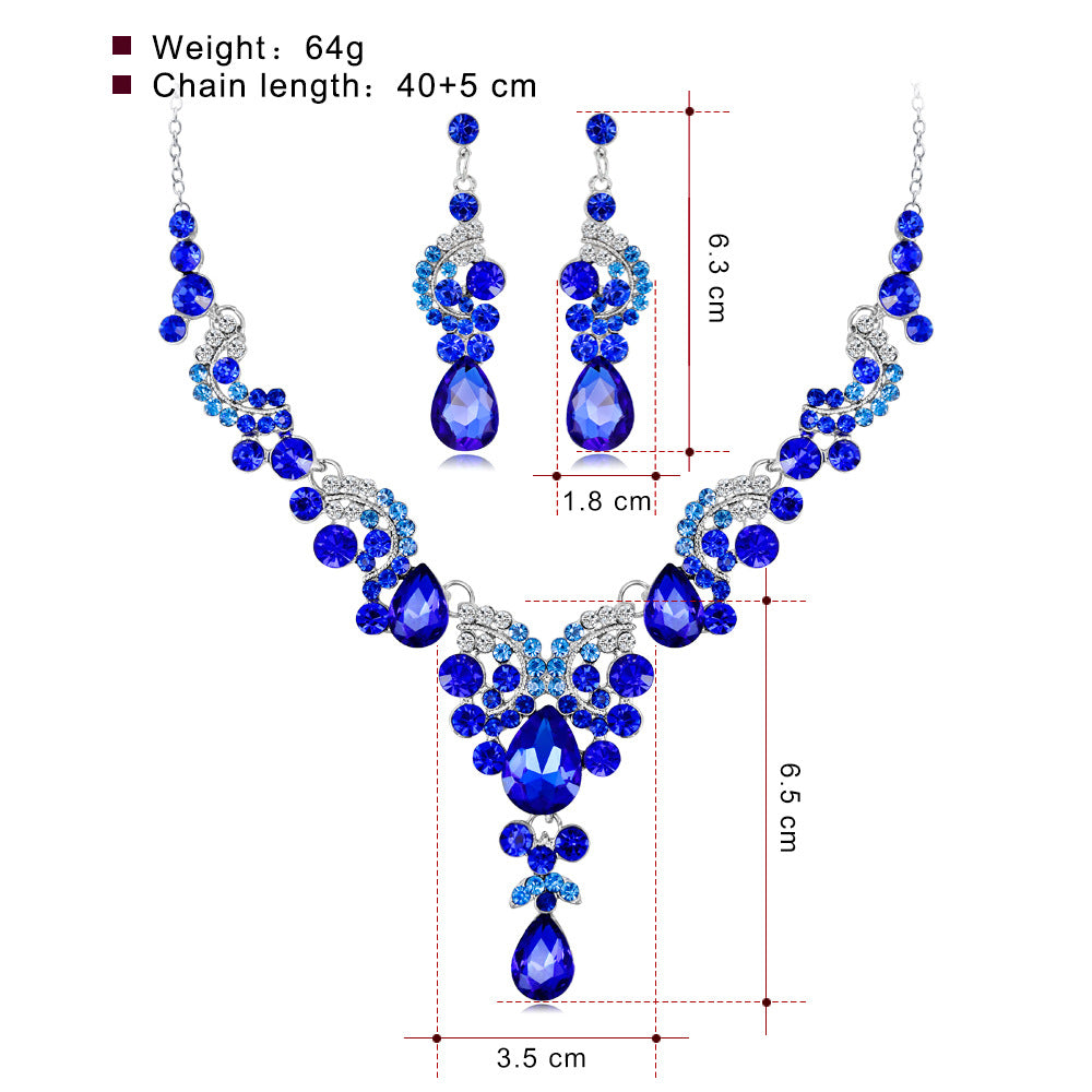 Bridal Necklace Set Fashion High-Grade Crystal Necklace Earring Jewelry Two-Piece Set