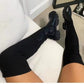 Cotton Boots New Long Martin Boots Leather Knitted Stitch Over knee Boots for Women