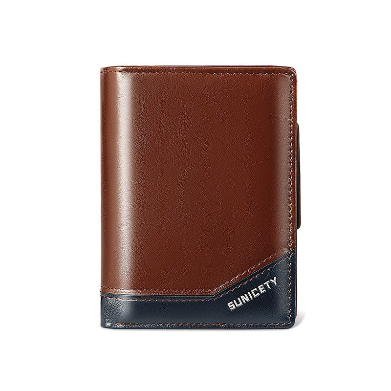 New PU Leather Multi-Function Zipper Short Men's Wallet Rfid Dollar Wallet Card Wallet