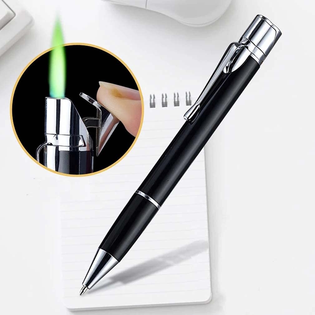 Creative Metal Signature Pen Lighter Windproof Gas Inflatable Jet Lighter Mini Portable Business Birthday Gift Men